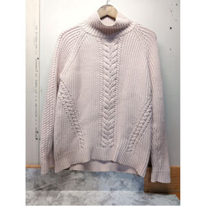 Lululemon Bring The Cozy Pestel Pink Chunky Cable knit Sweater Women Turtleneck